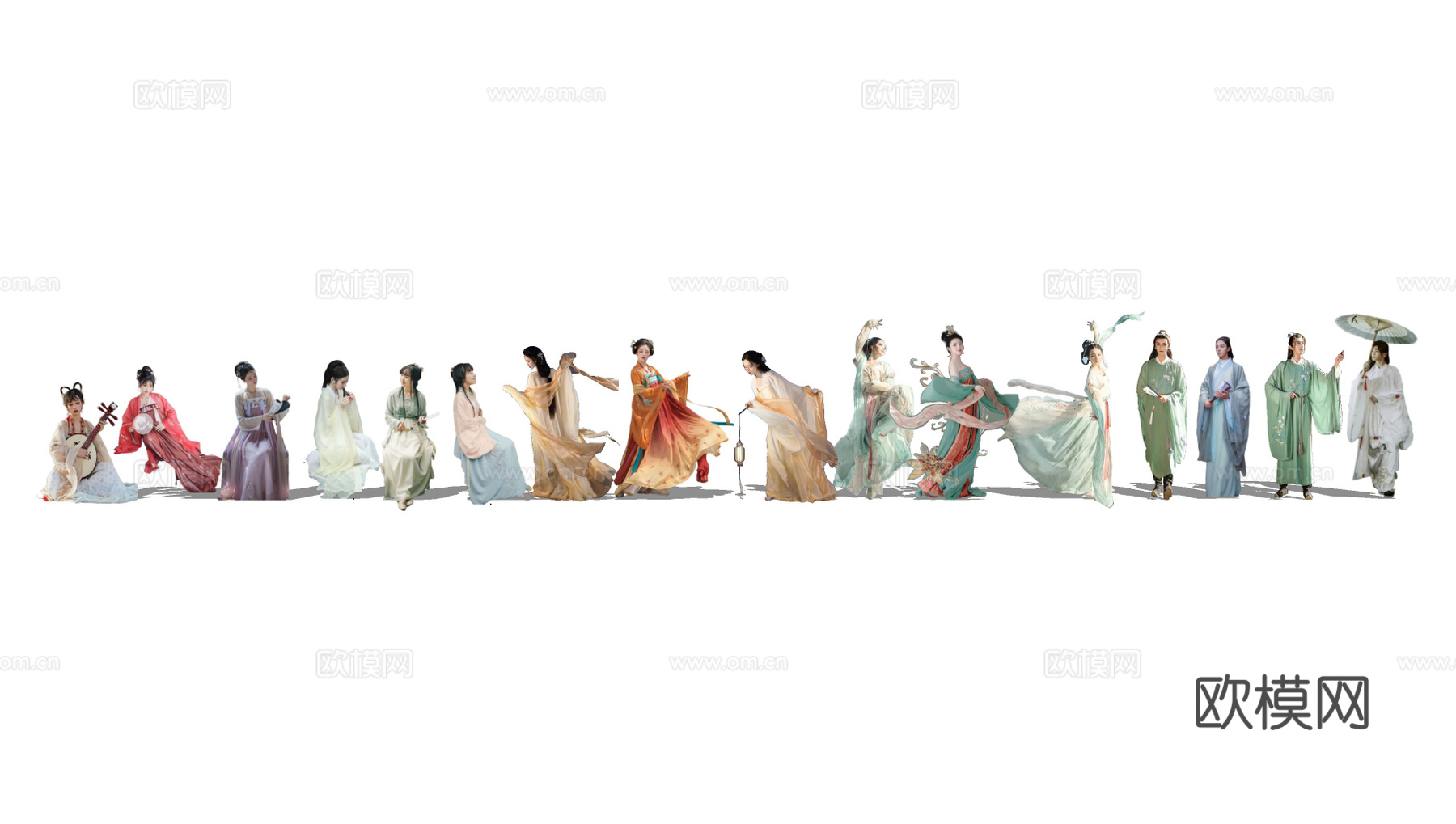 新中式古风人物美女su模型