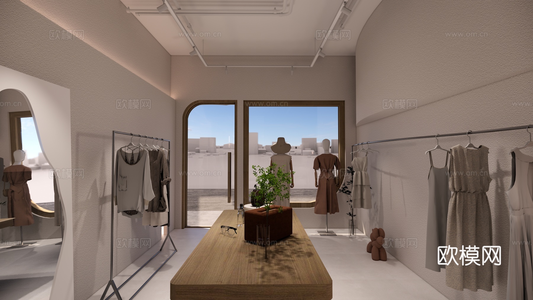 现代侘寂服装店su模型下载
