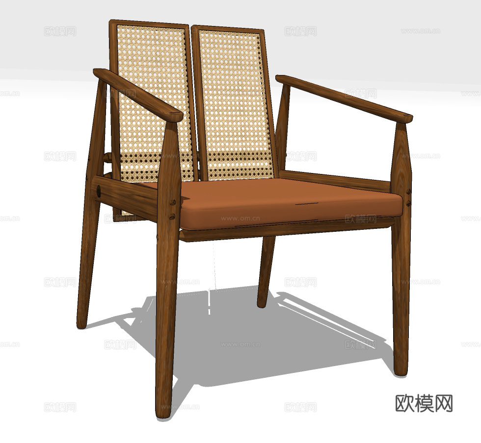 新中式藤编休闲椅su模型下载