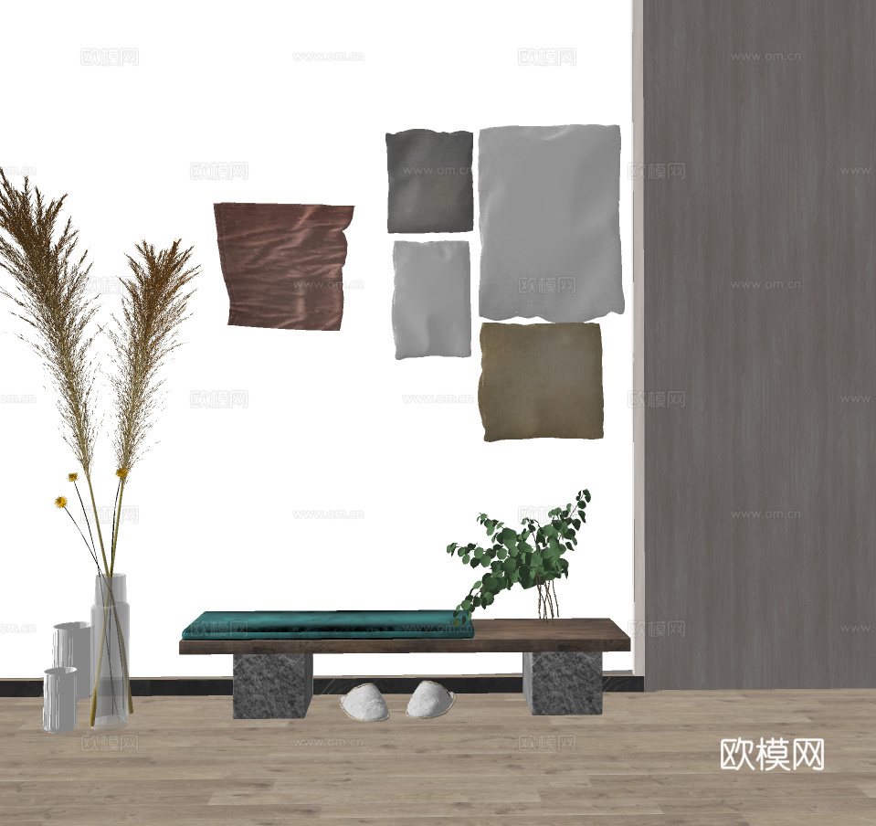 现代换鞋凳条凳su模型下载