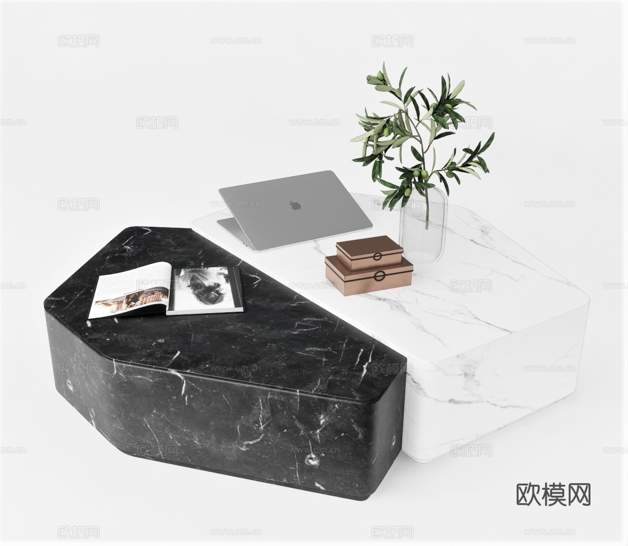 现代茶几su模型下载
