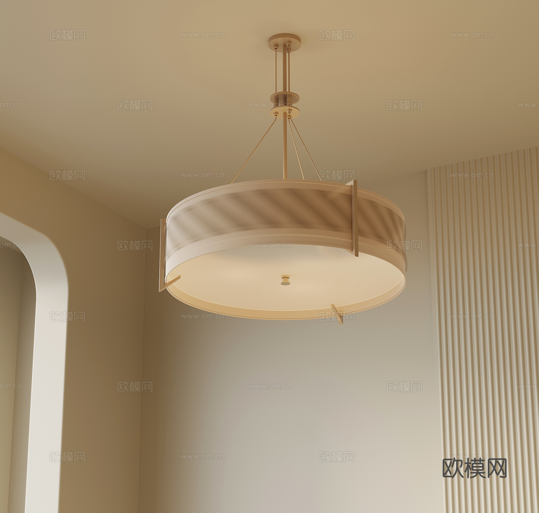 中古风吊灯 圆形吊灯 客厅吊灯su模型