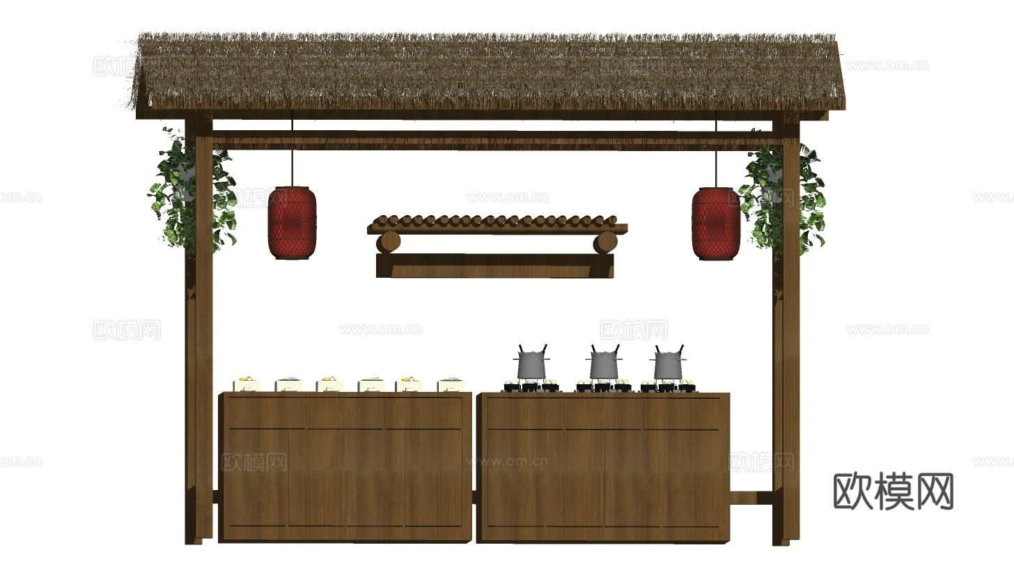 中式屋檐su模型下载