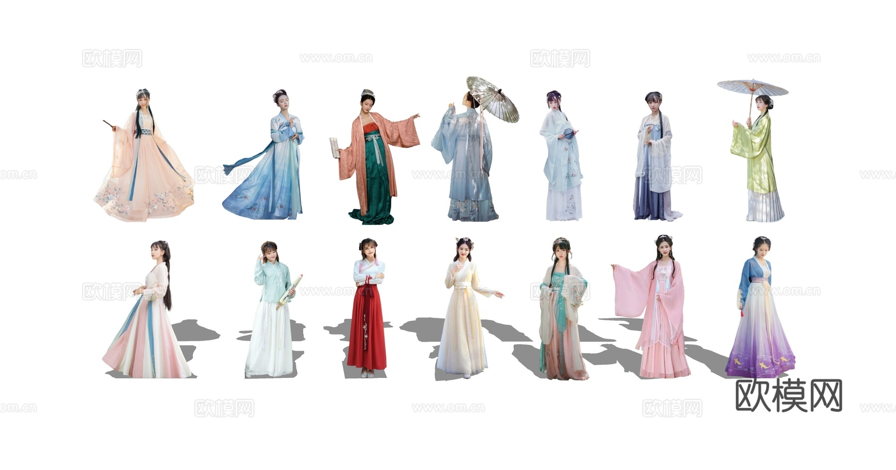 汉服人物 美女 女人su模型下载