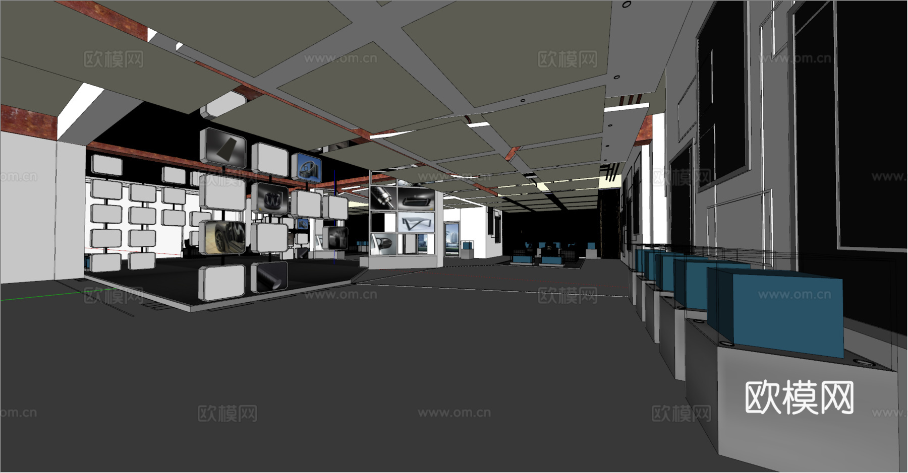 现代科技展厅su模型下载