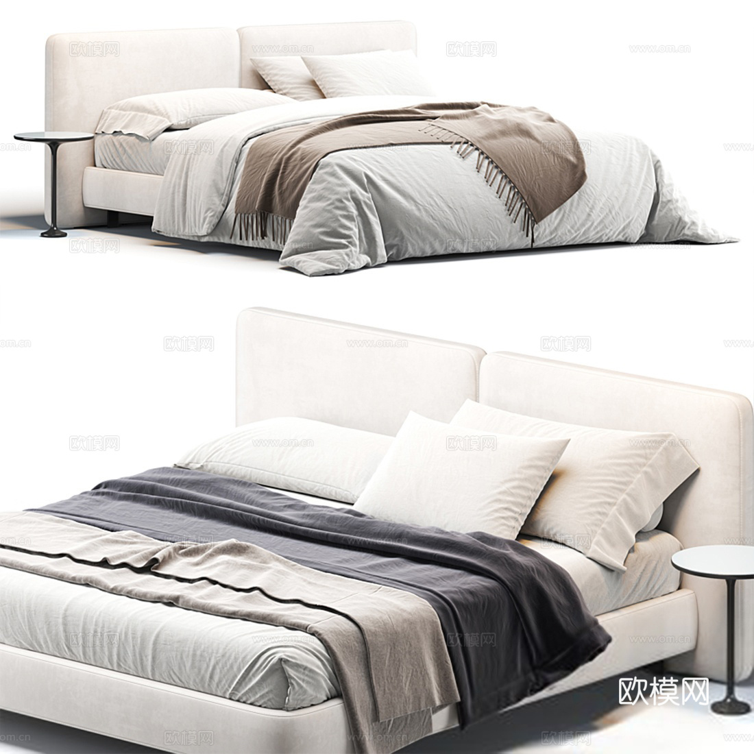 米洛提Minotti 现代布艺双人床su模型下载