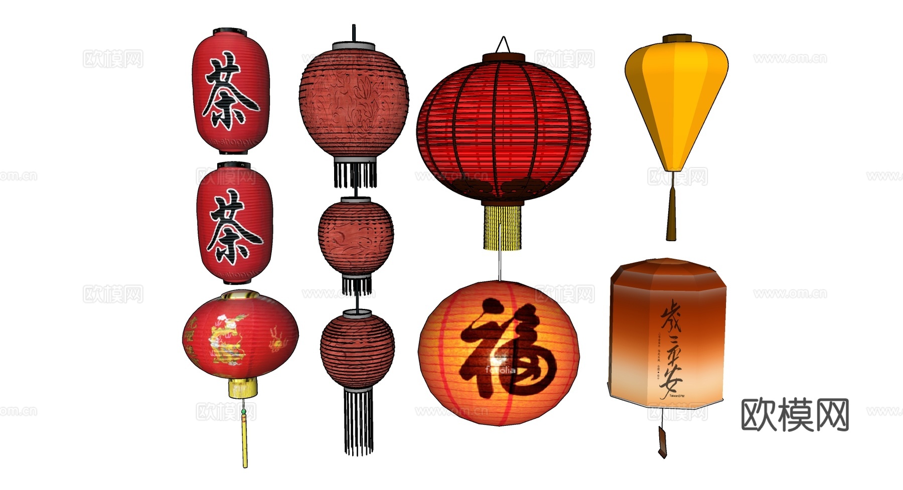 春节灯笼su模型下载