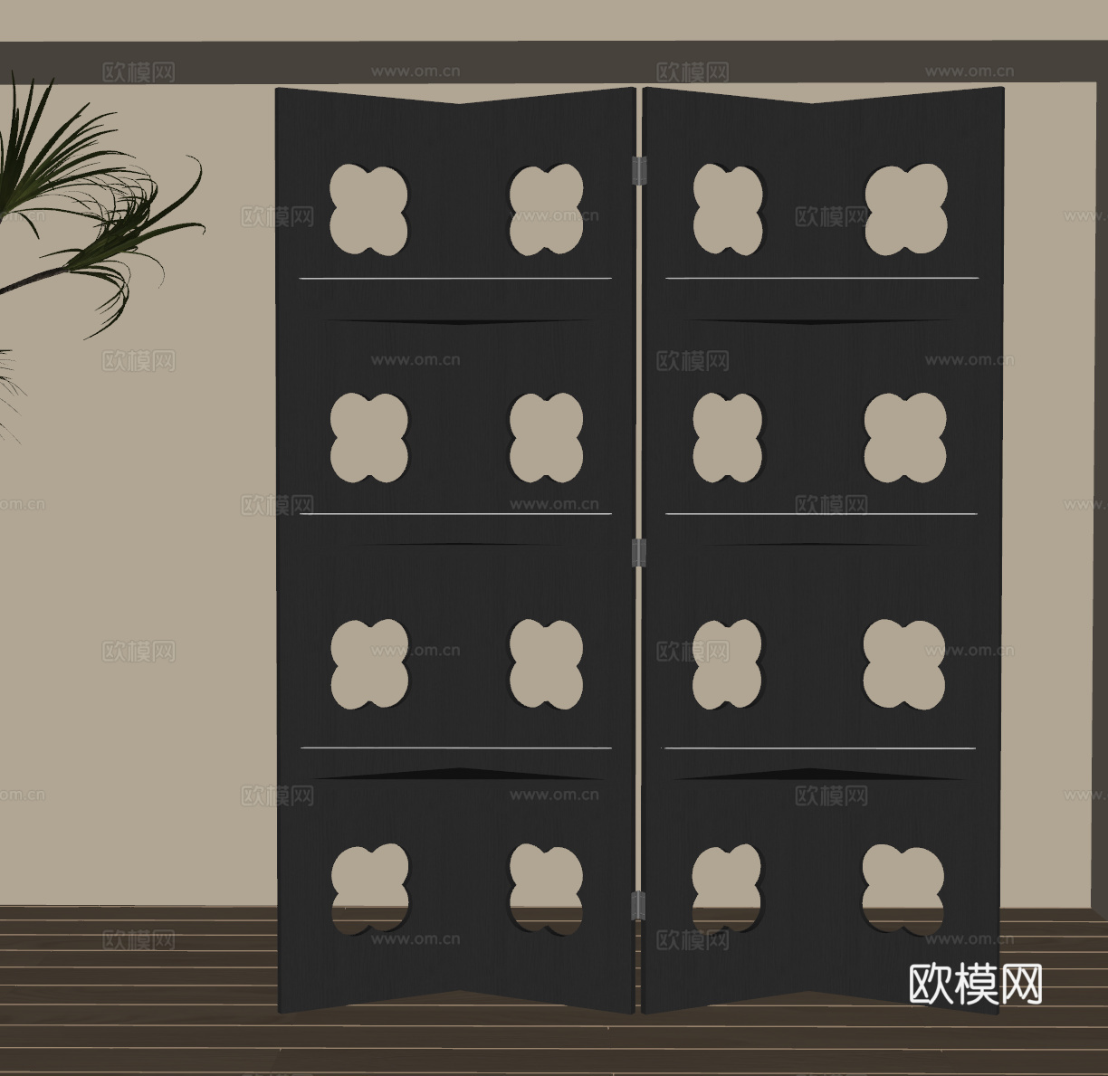 法式复古屏风隔断su模型