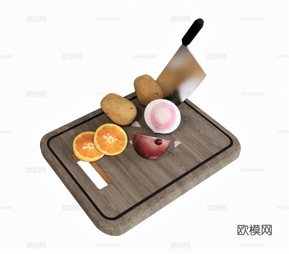 现代刀具砧板su模型下载