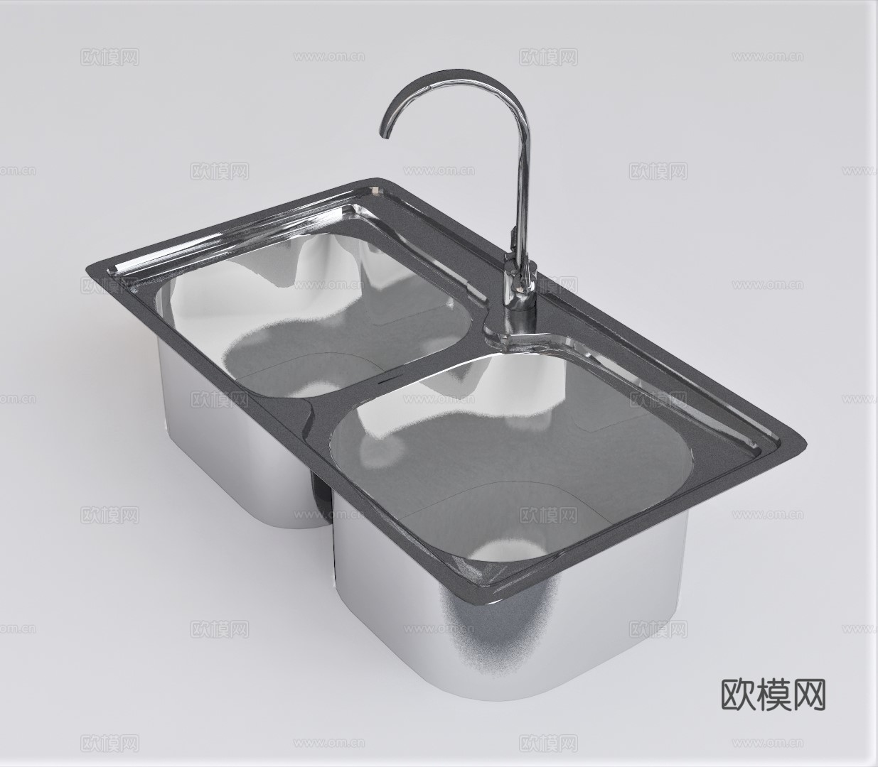 现代不锈钢水槽su模型下载