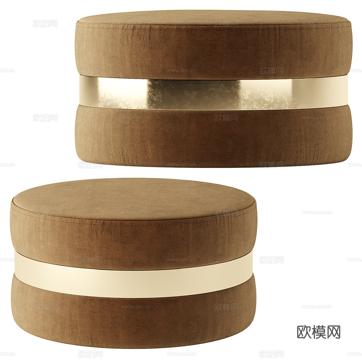 现代轻奢圆形布椅沙发凳3d模型