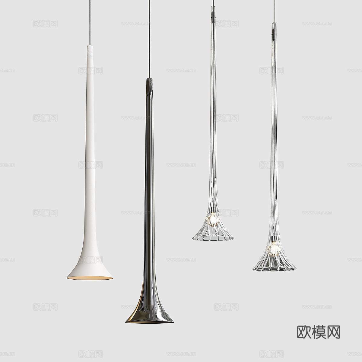 现代极简喇叭形装饰吊灯3d模型