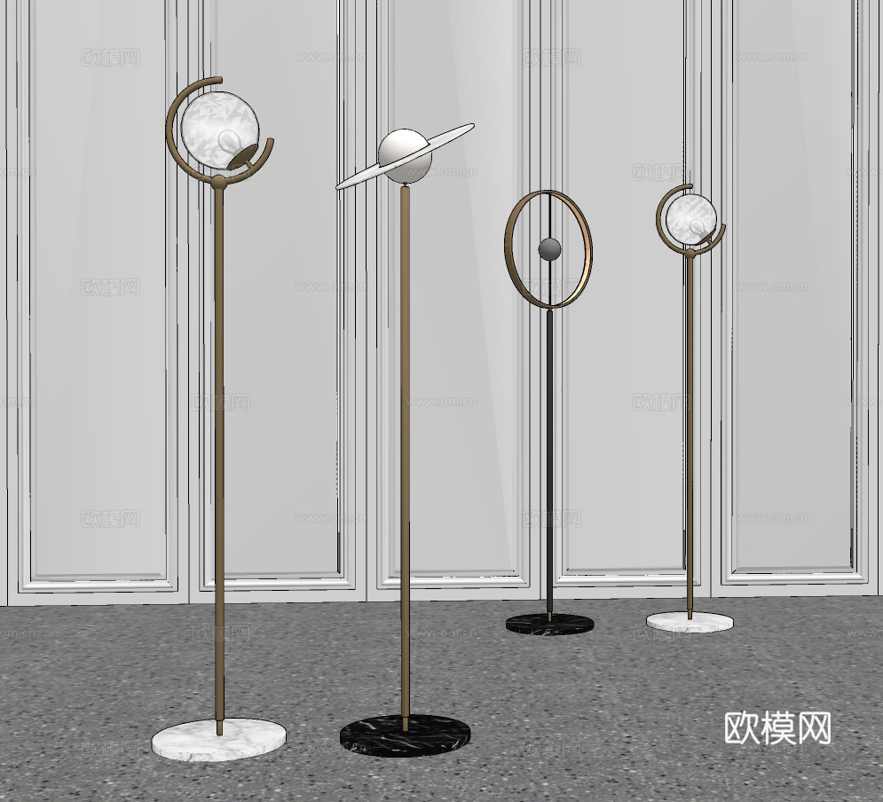 现代金属落地灯su模型下载