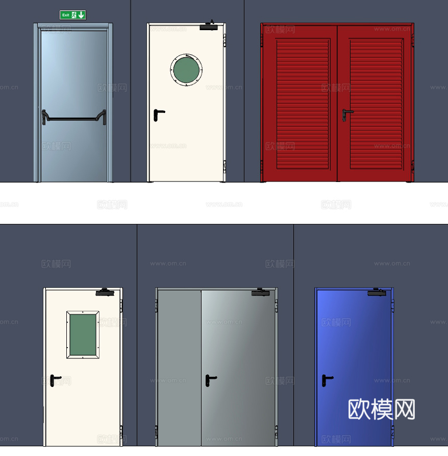 现代消防门su模型下载