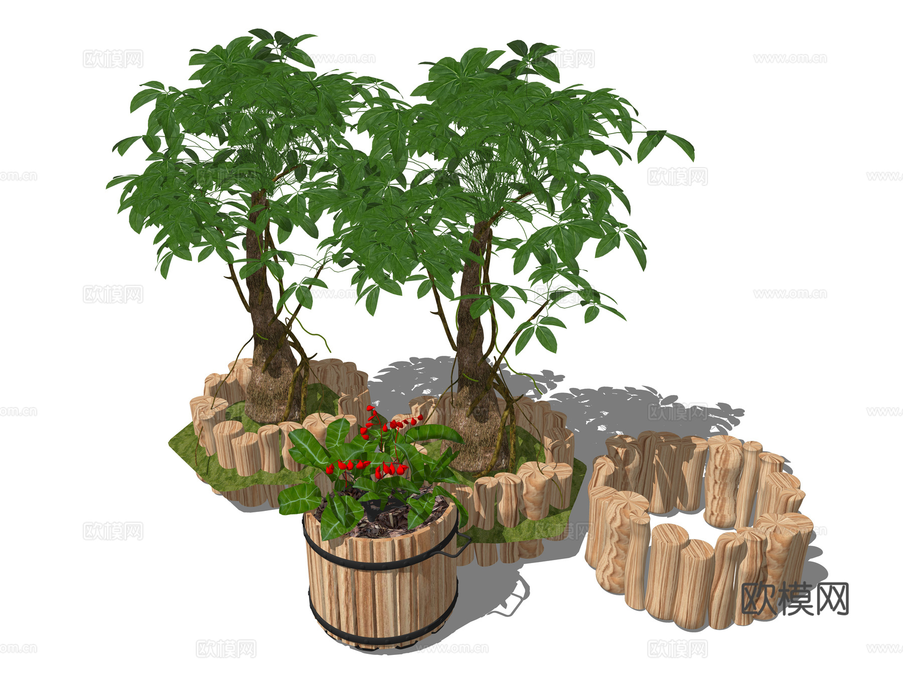 现代绿植盆栽su模型下载