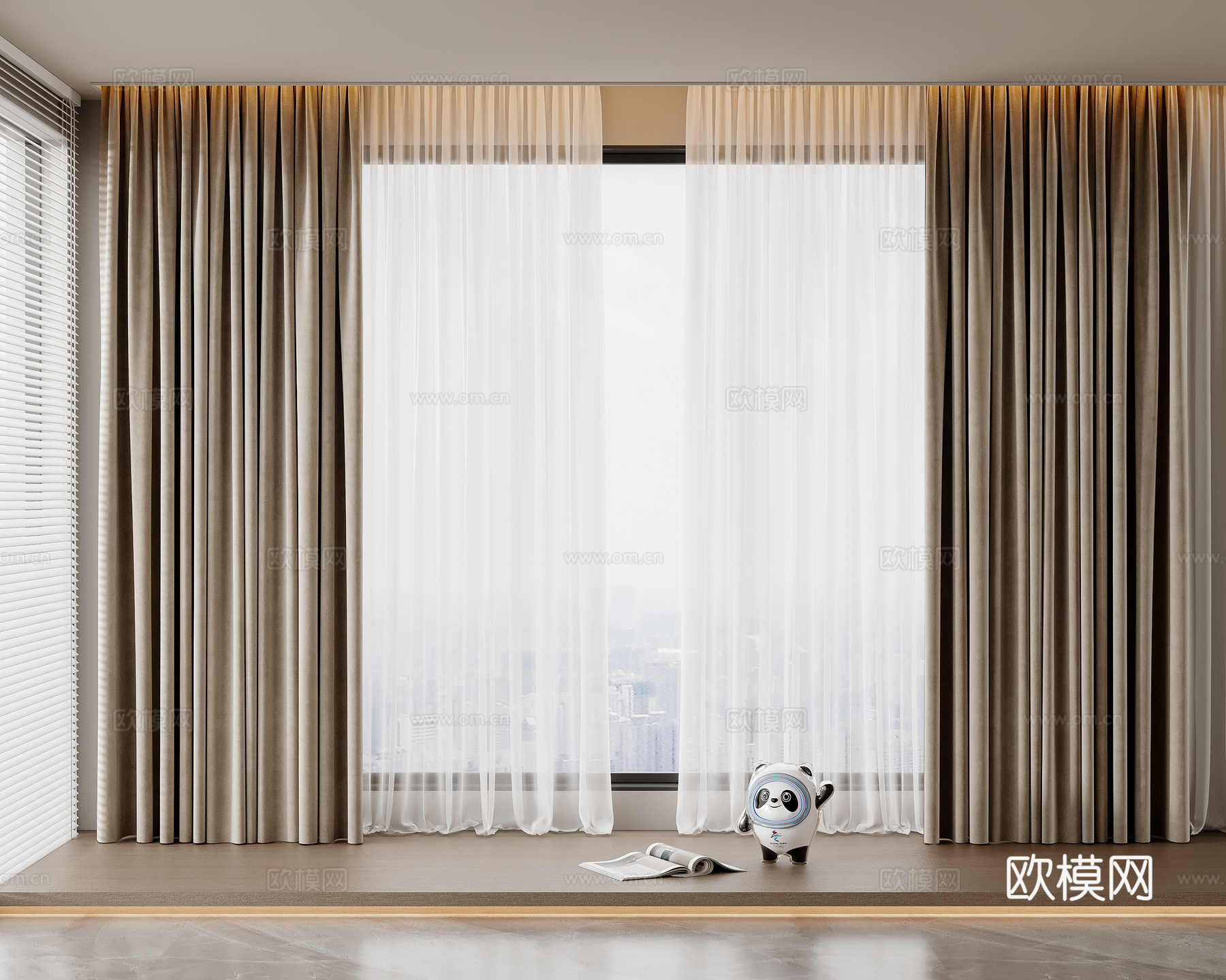 现代窗帘3d模型下载