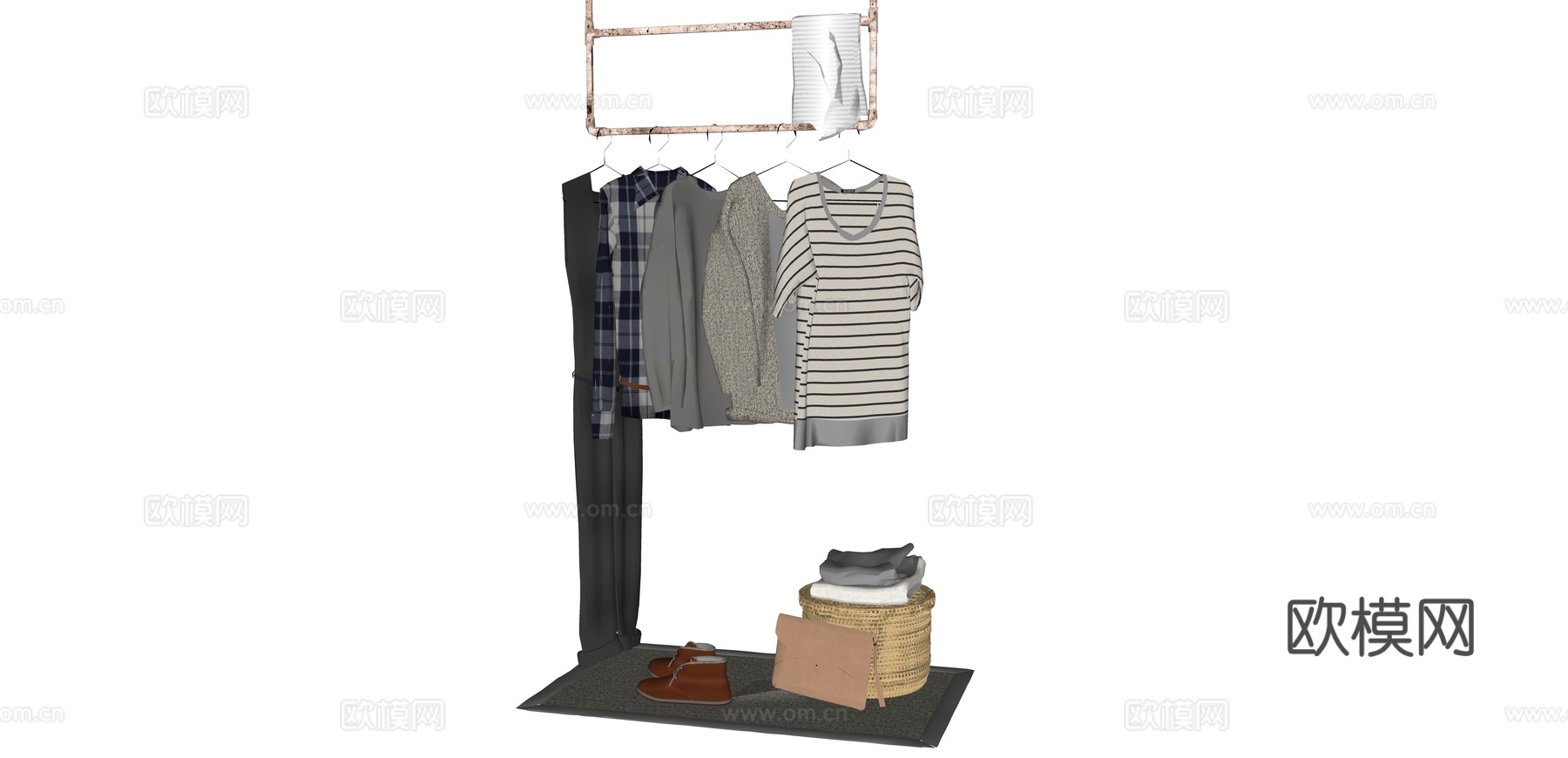 现代服装店挂衣架su模型下载