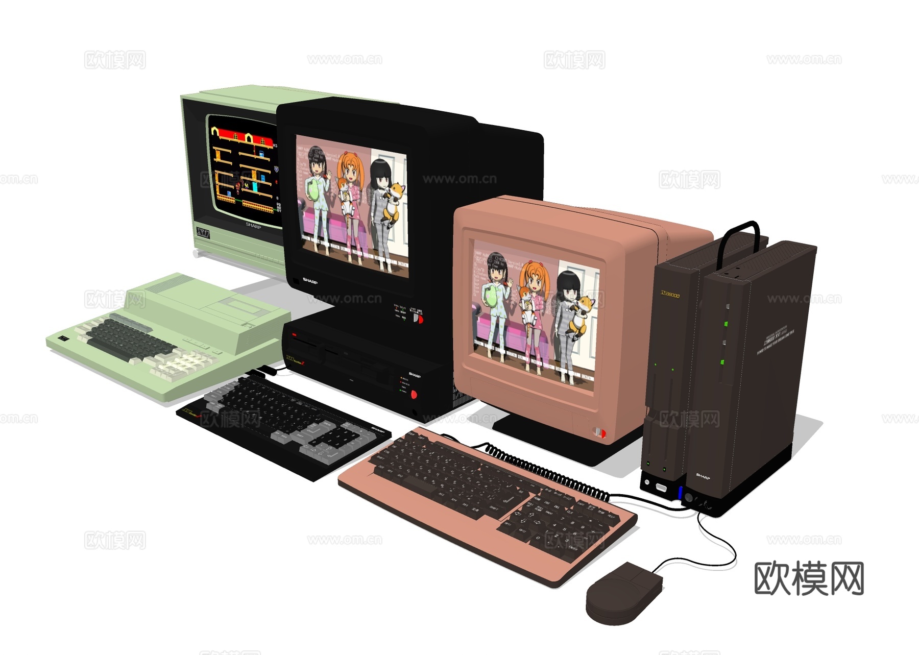 电脑游戏机 台式电脑su模型下载