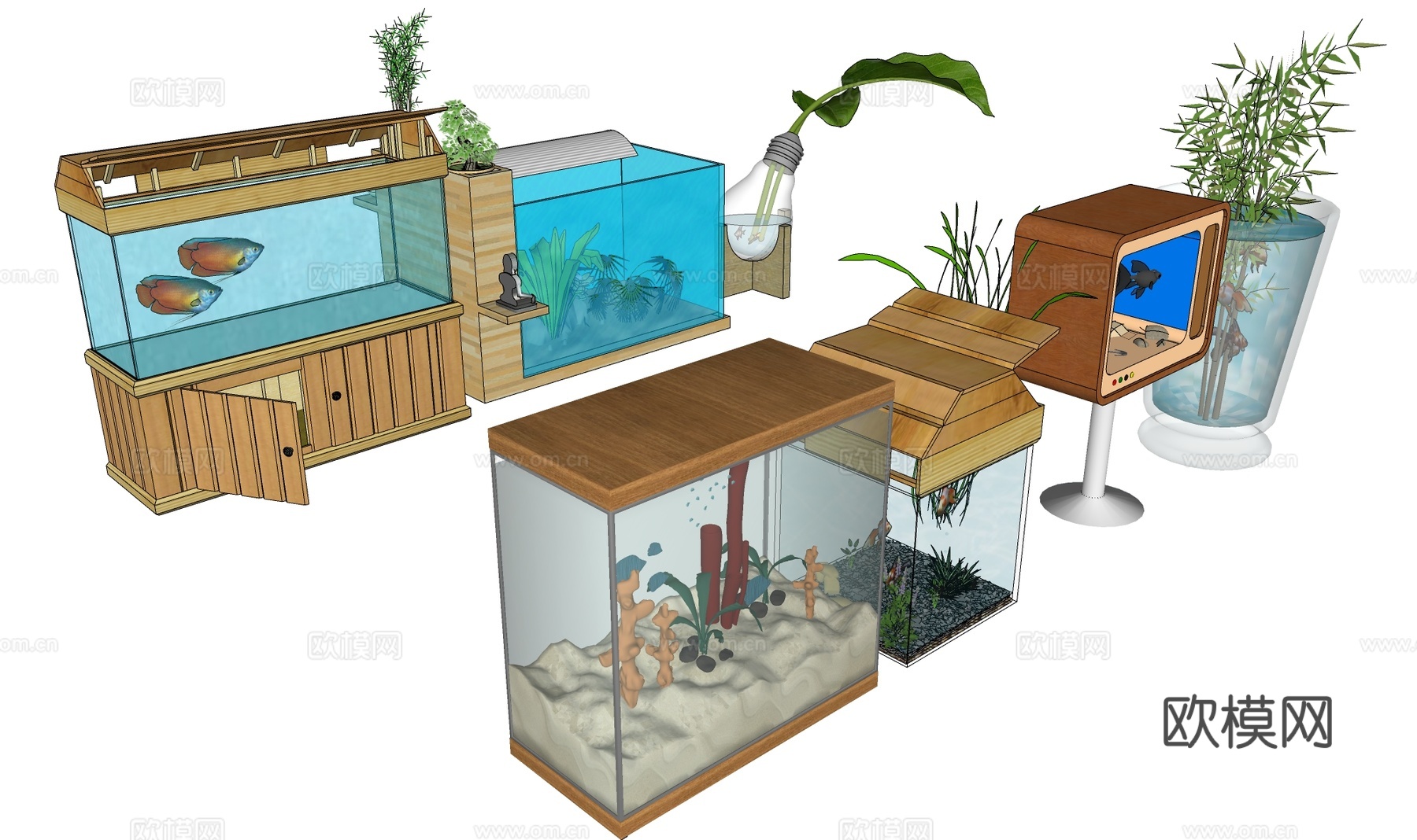 鱼缸 水族馆su模型下载
