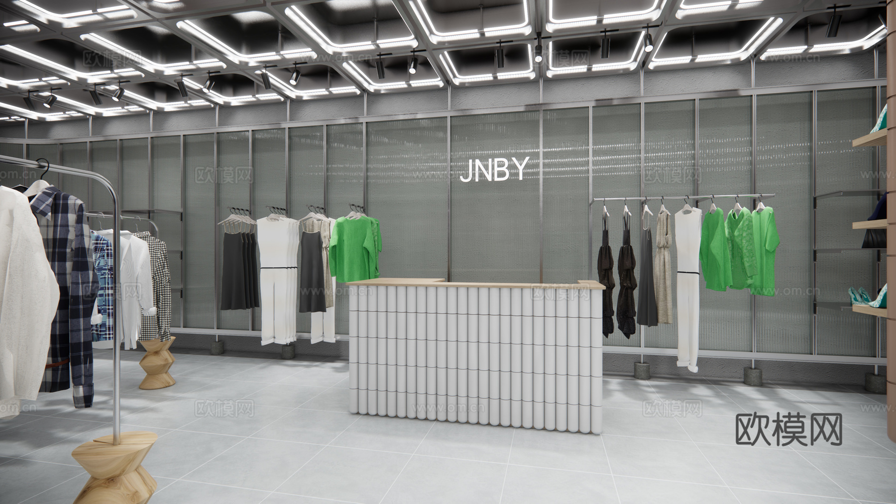 现代服装店su模型下载