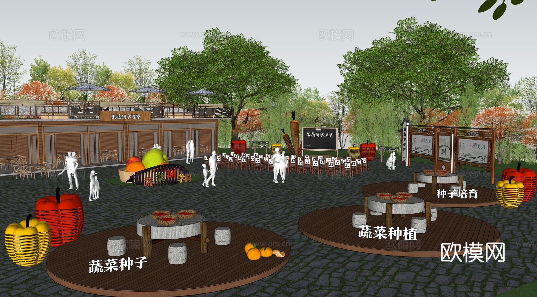 现代果蔬研学基地su下载模型