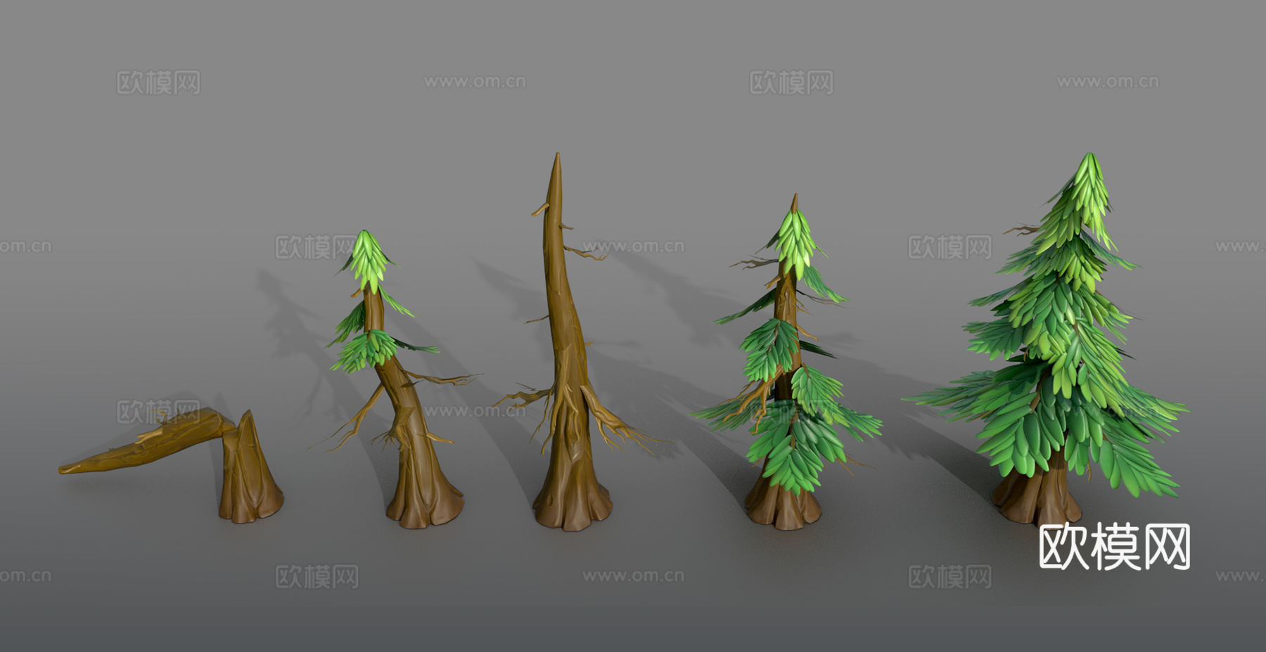 卡通树木风格化房子玩具游戏手办3d模型