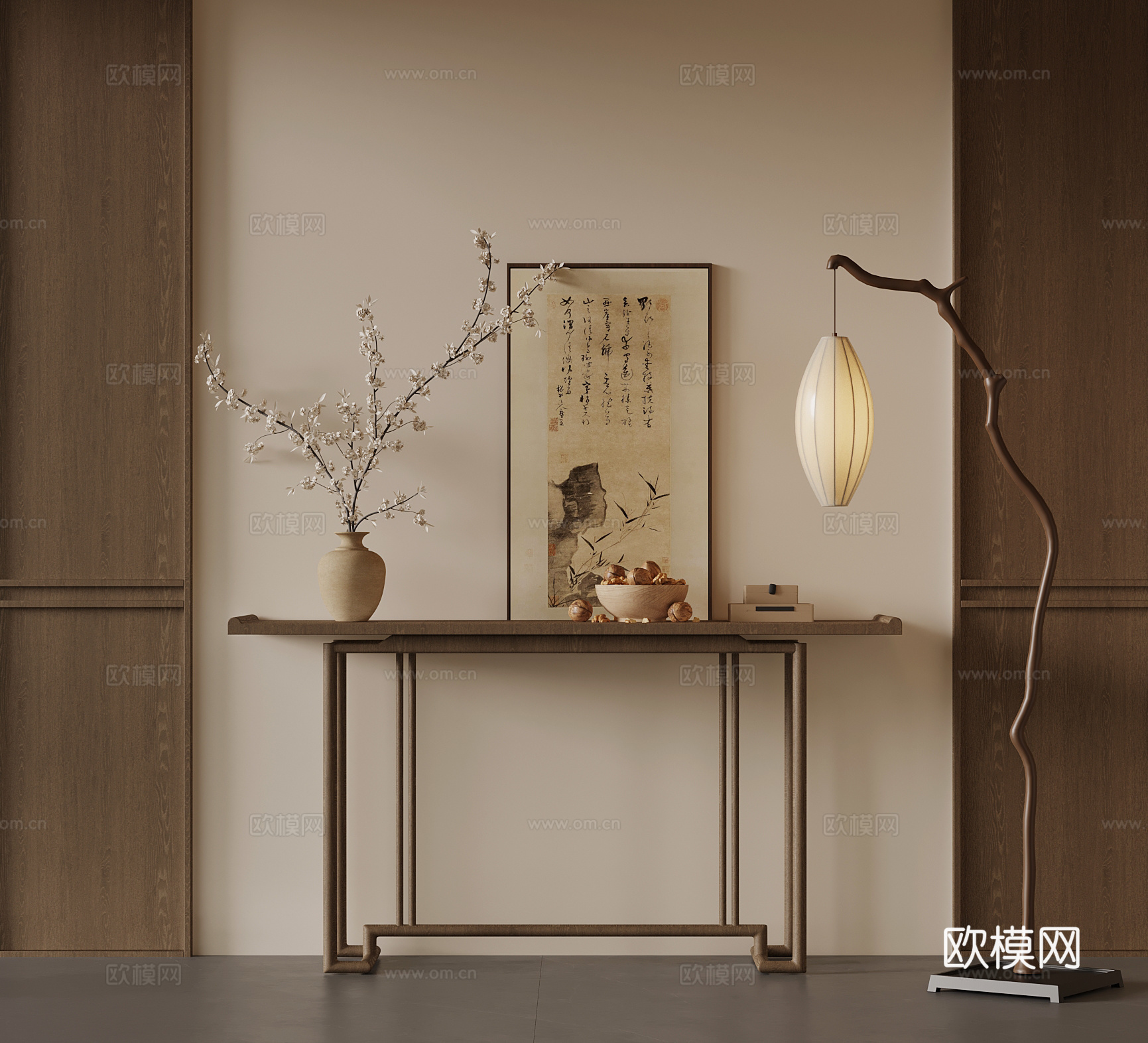 新中式条案 边柜3d模型