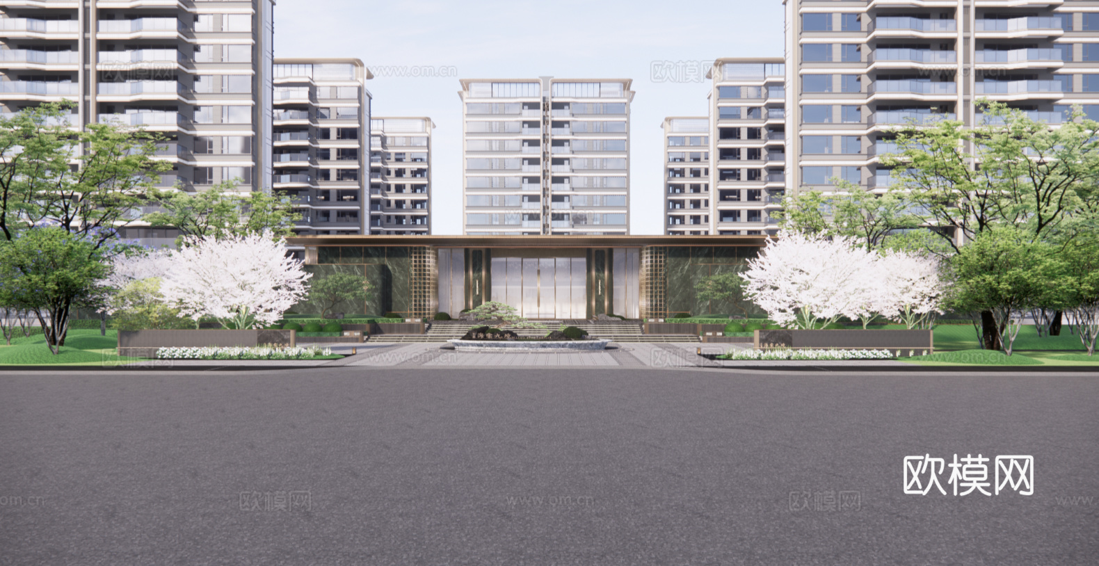 中式九境 示范区入口前场su模型下载