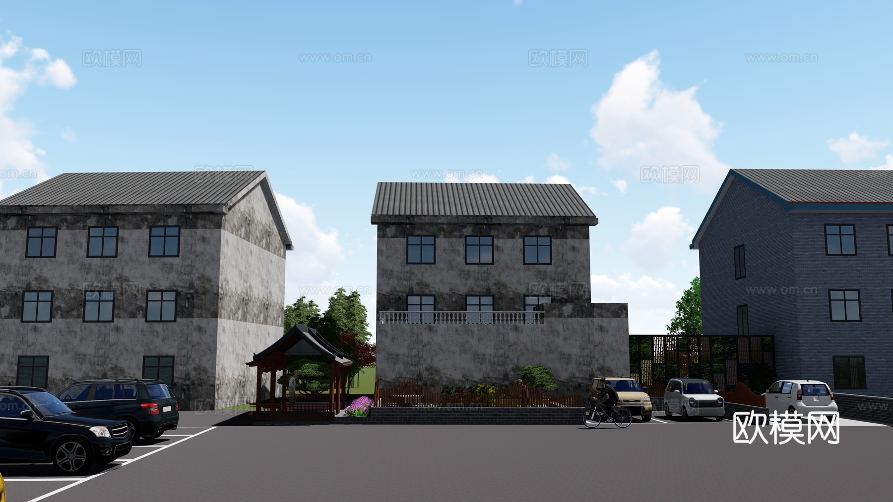 菜地 停车场 乡村公园景观su模型下载