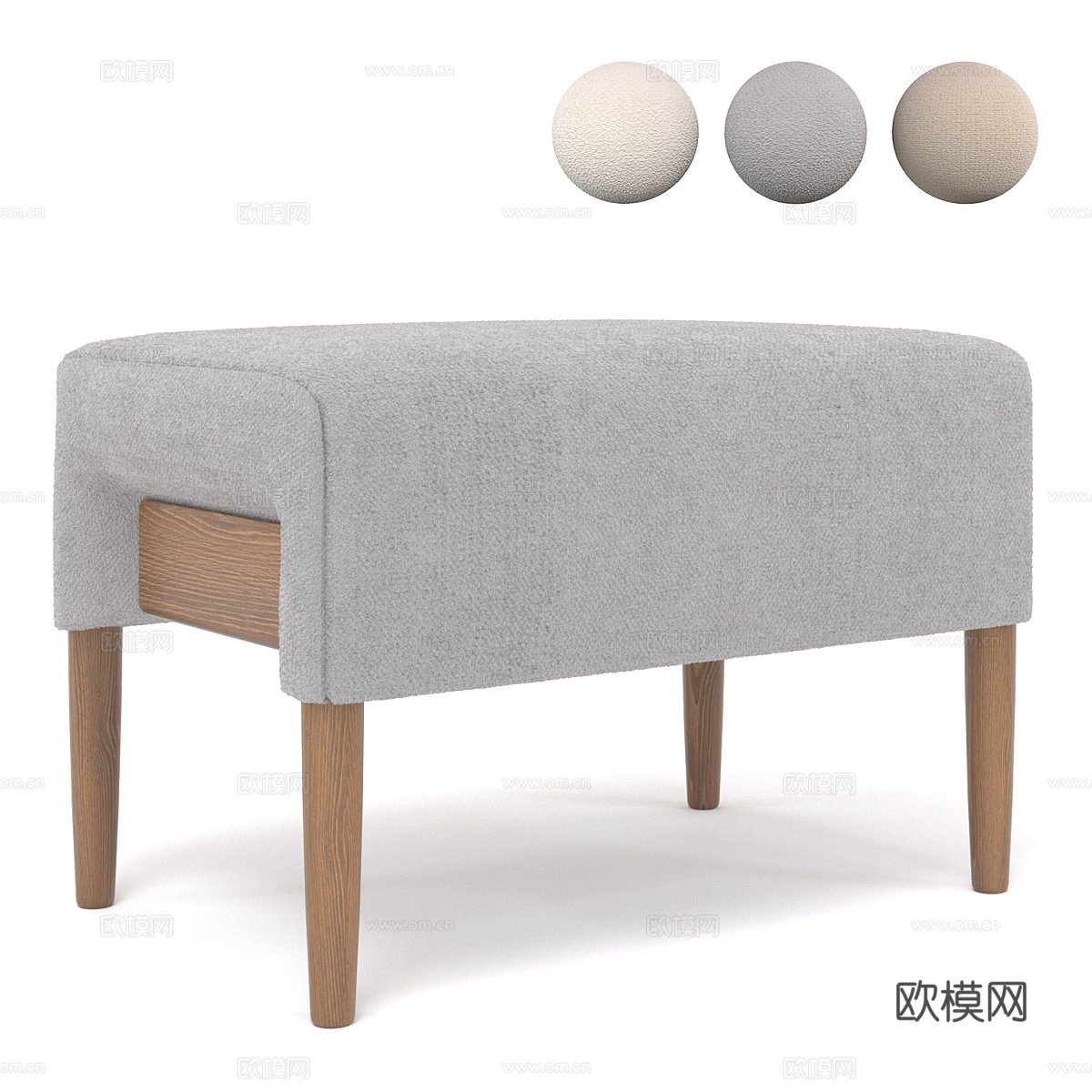 新中式布艺凳3d模型