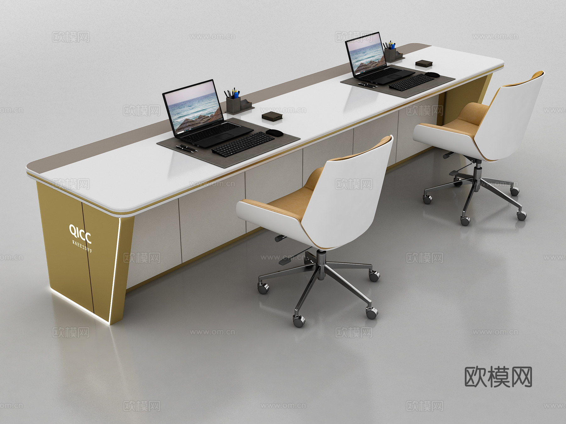 轻奢风办公桌3d模型下载