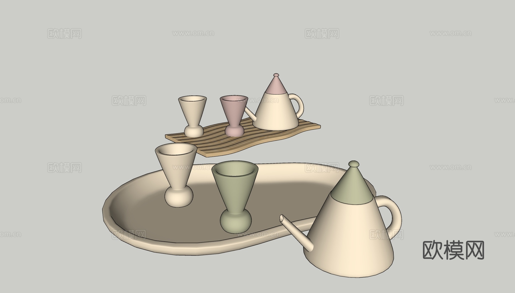 陶瓷茶具 咖啡杯 杯具套装su模型下载