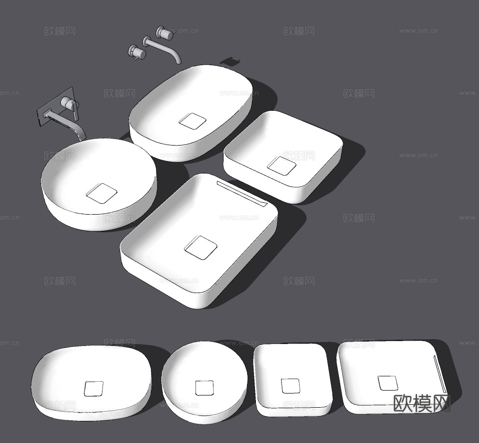 现代台盆洗手盆su模型下载