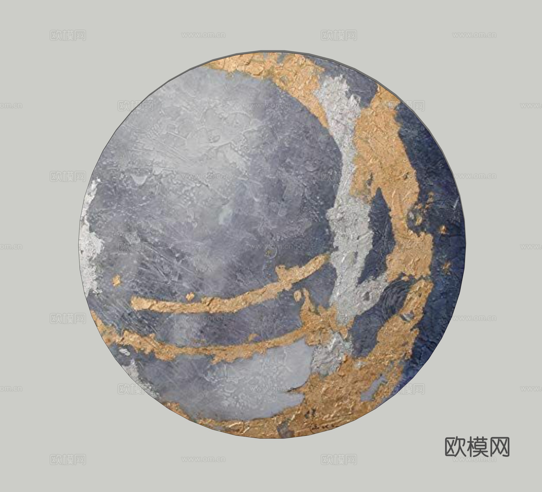 现代圆形艺术地毯su模型下载