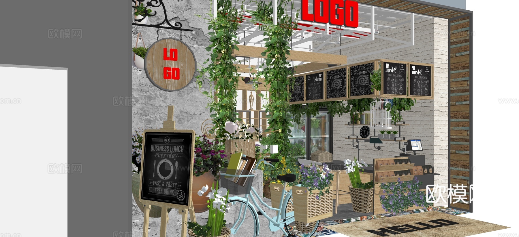 现代花店su模型下载