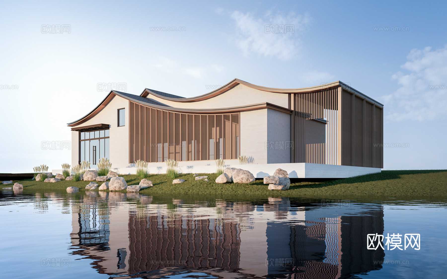 现代小公建 商店建筑 咖啡厅建筑 驿站建筑su模型