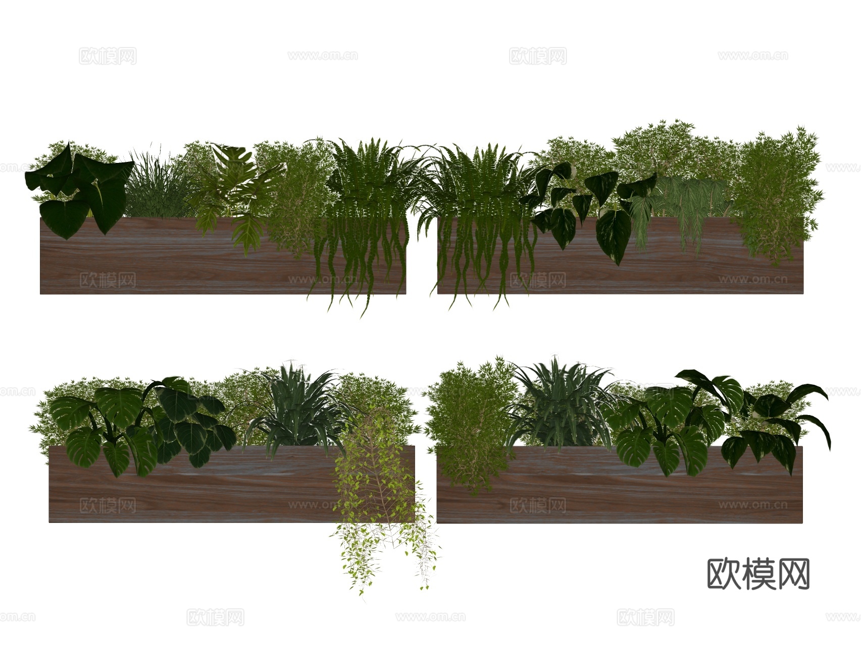 盆栽 盆景 花箱花槽su模型下载