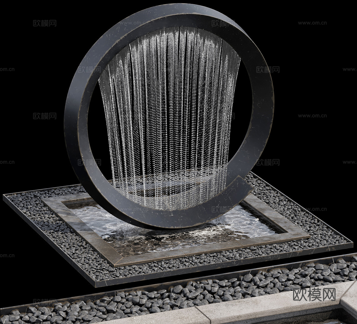 现代喷泉雕塑 瀑布 雕塑3d模型