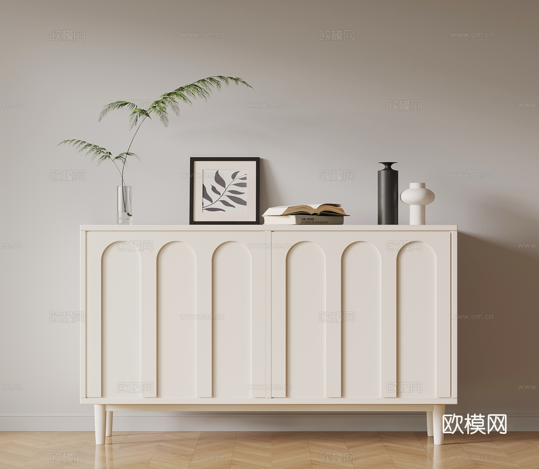 现代奶油风玄关柜 边柜 装饰柜3d模型