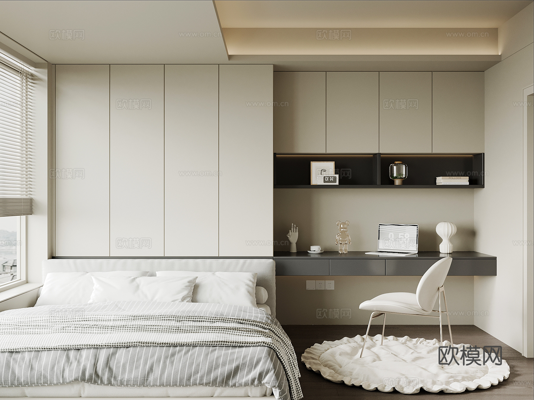 现代榻榻米卧室3d模型下载