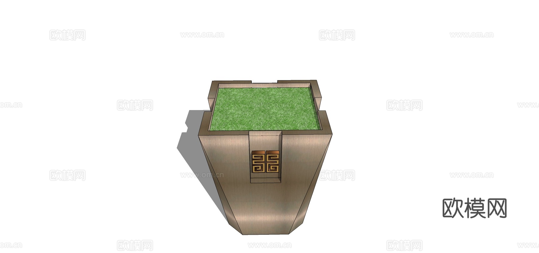 新中式花坛花钵su模型下载