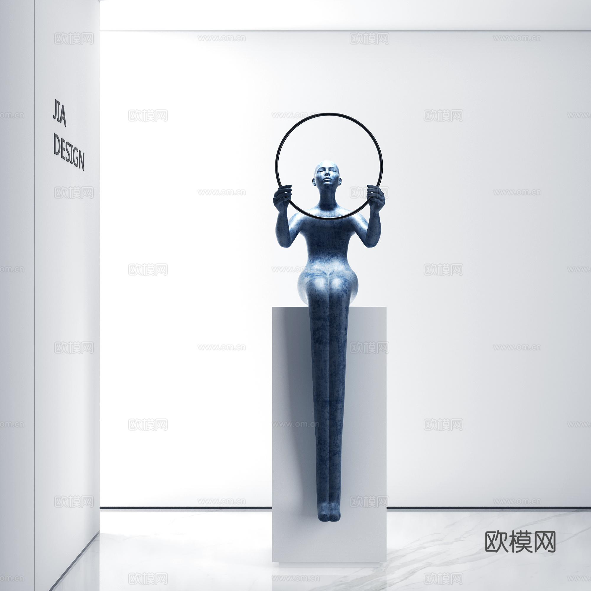 现代抽象人物雕塑su模型下载