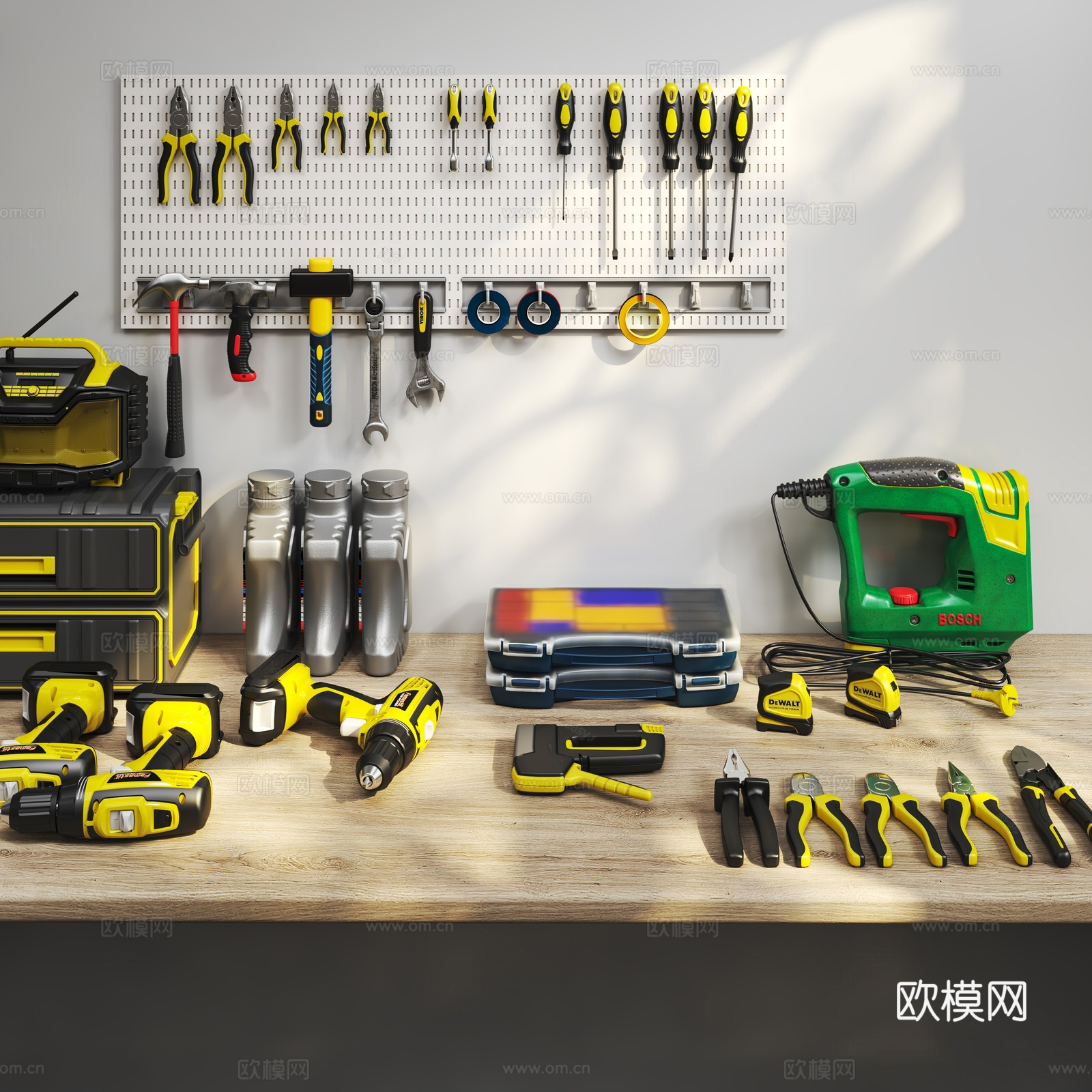 现代电钻螺丝批工具箱su模型下载