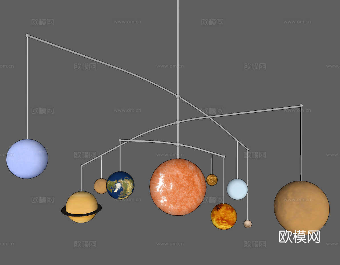 现代星球吊灯 儿童吊灯su模型下载
