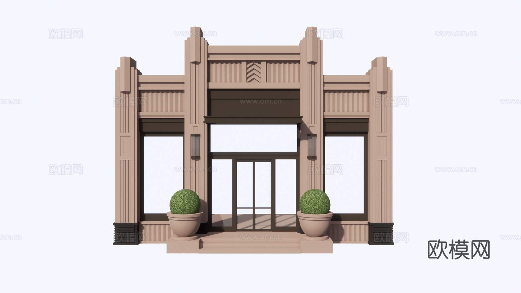 欧式小区入户门su模型下载
