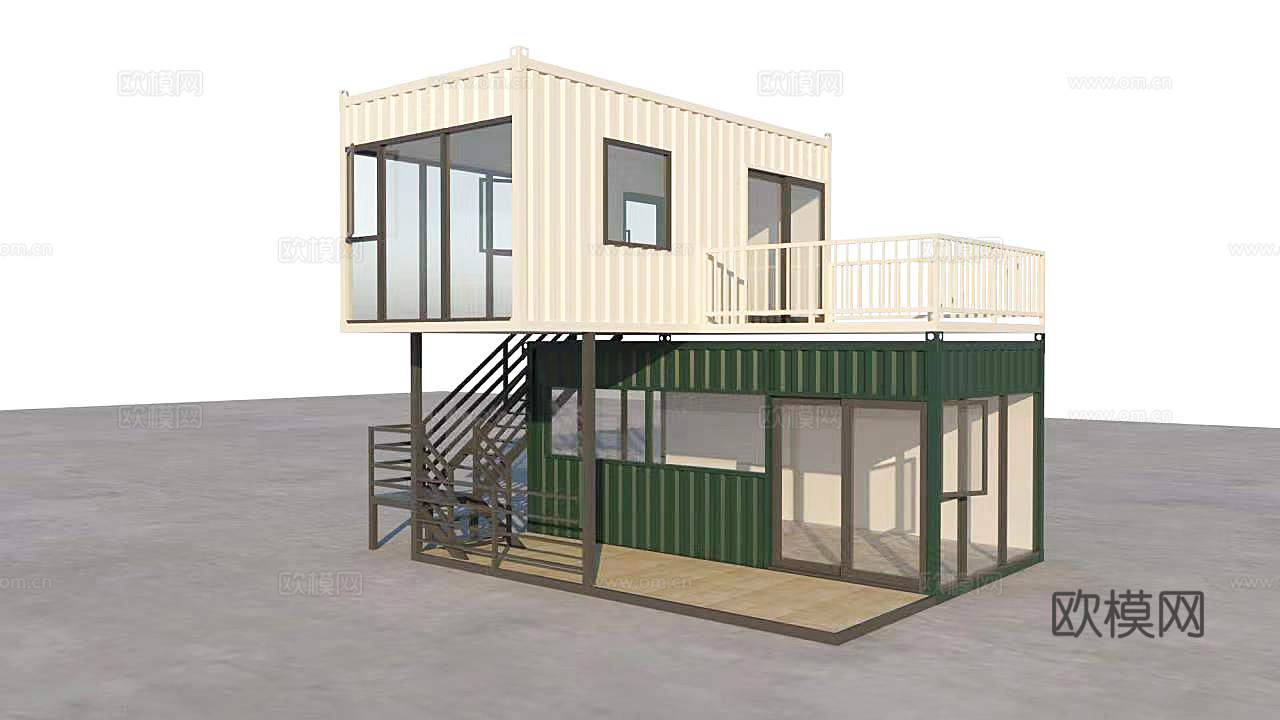 现代集装箱建筑外观su模型下载