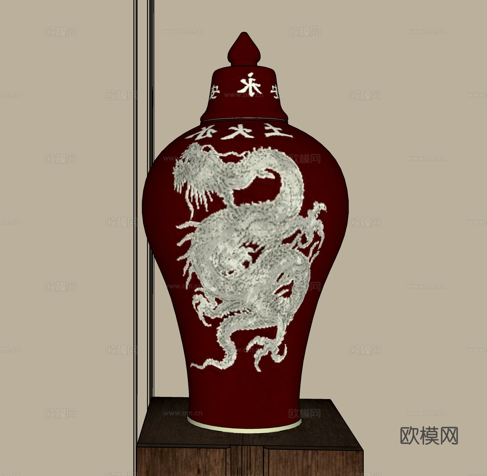 新中式陶瓷器皿摆件su模型