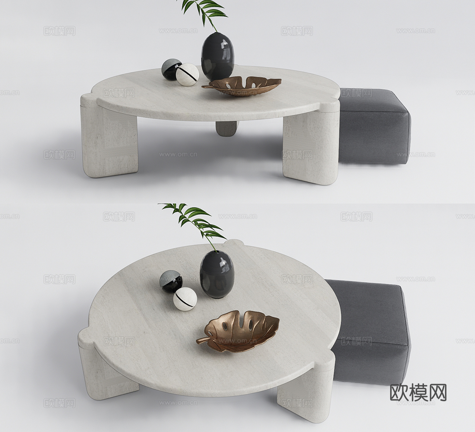 现代圆形茶几su模型下载