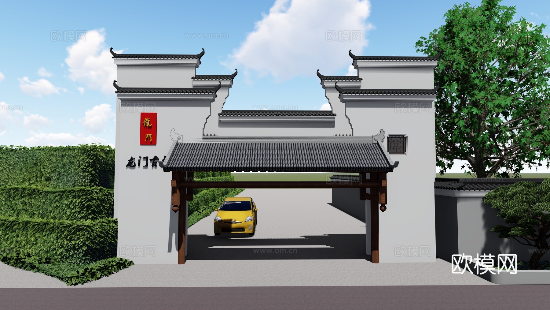 中式公建牌楼su模型下载