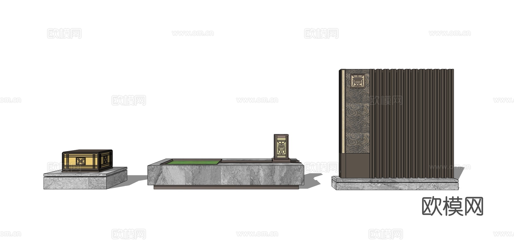 新中式景观灯su模型下载